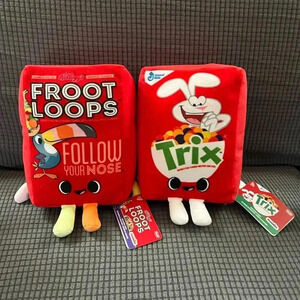 NEW General Mills Collectibles Trix & Fruit Loops 9" Cereal Box Plush Toy